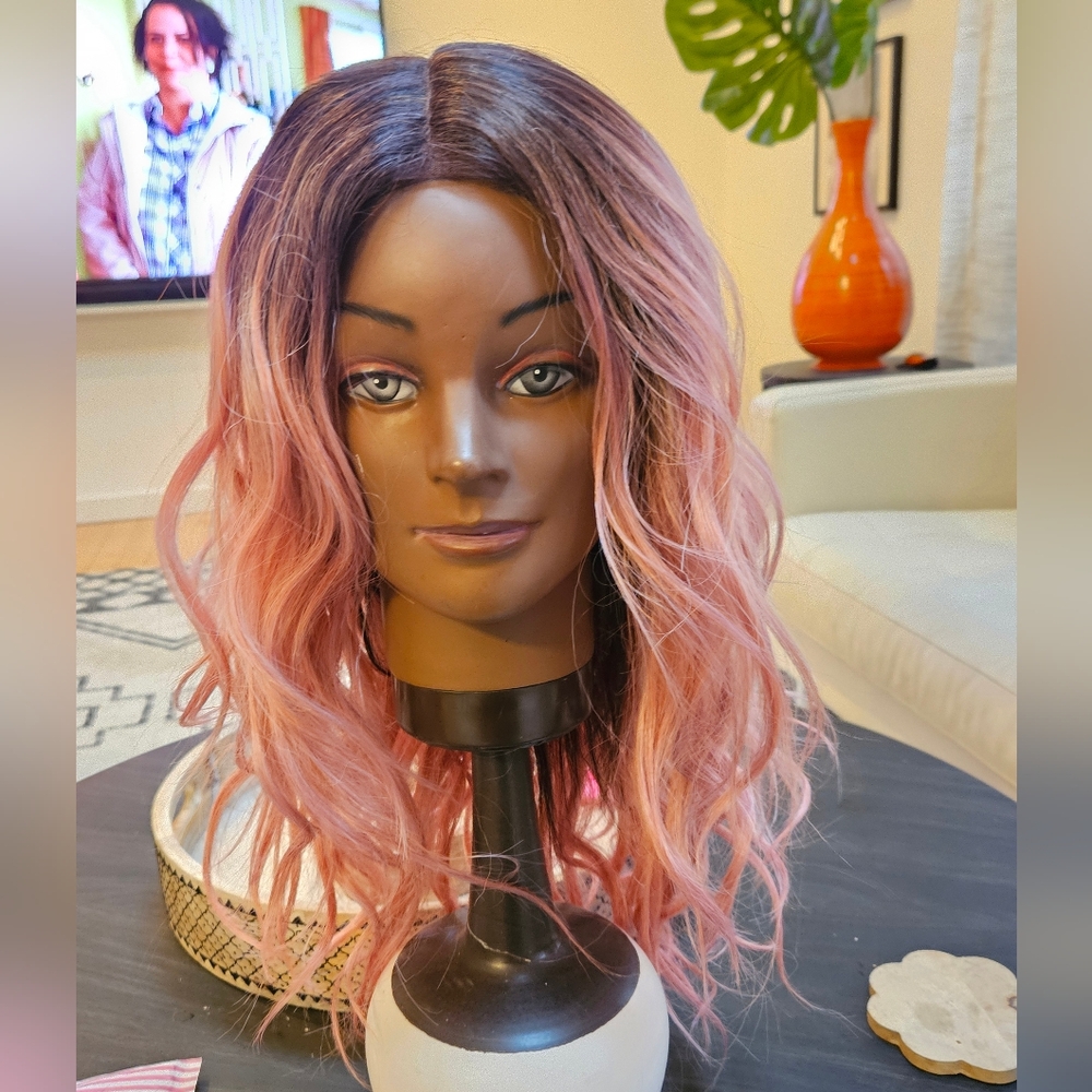 Pink Ombre Long  front lace Wig